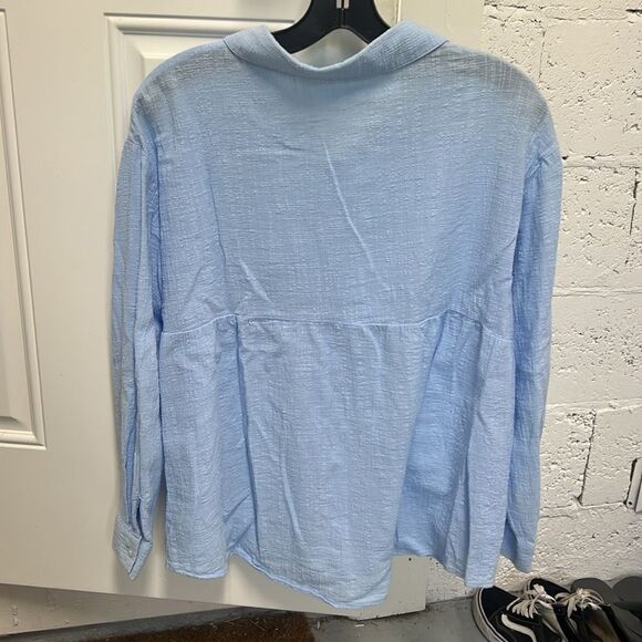 Blue Long Sleeve Button Down Shirt - Size XL Linen Material Excellent Condition - Picture 5 of 5